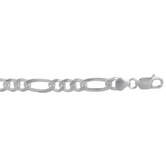 7.5mm Figaro Chain, 8" - 28" Length, Sterling Silver